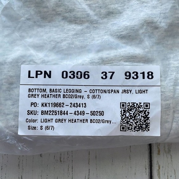 Nwt- FabKids Basic Leggings in Light Grey Heather in Girls Size Small 6/7 - Picture 7 of 7